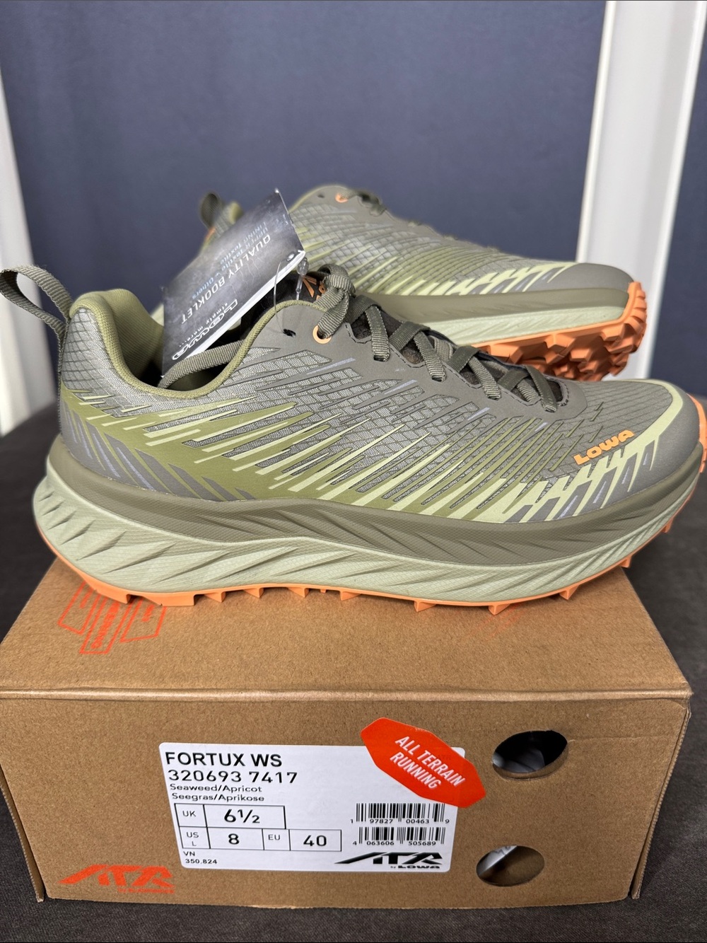 Women’s Lowa Fortux WS All Terrain Running Shoes Sneakers Size 8 Seaweed/Apricot
